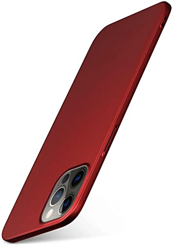 moex für iPhone 12 Pro Max Hülle Ultra Dünn, Schutzhülle mit erhöhtem Kameraschutz, Slim Cover Hardcase Backcover, Dünnste Handyhülle Minimalistisch Alpha Case, Matt Rot