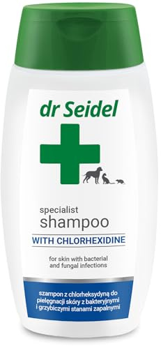 DR Seidel Shampoo mit Chlorhexidin 220ml Dr. Seidels konzentriertes Shampoo mit Chlorhexidin ist EIN hervorragendes Pflegepräparat zur Behandlung von Hautentzündungen