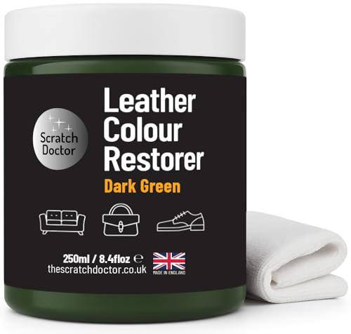 Leather Colour Restorer Recolouring Balm Repair Treatment for Faded & Worn Absorbent Leather Furniture, Sofas, Chairs (Dark Green, 250ml)