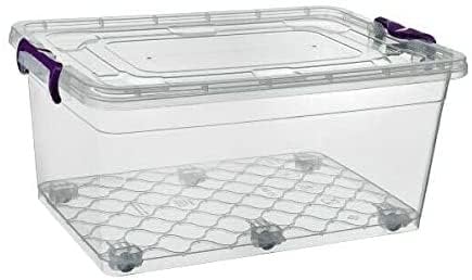 Asude Plastic Storage Box Boxes Lid Handles Food Container Home Kitchen Office Box UK 60L