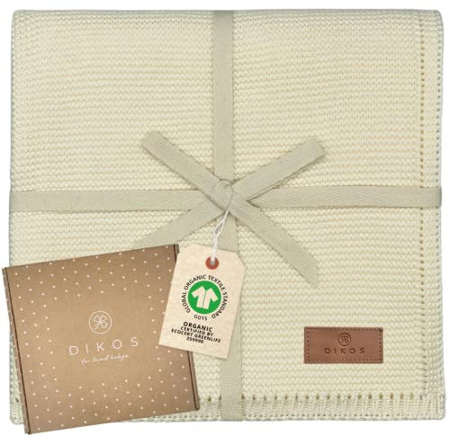 DIKOS® Babydecke Creme aus *100%* GOTS Bio Baumwolle | 4 Jahreszeiten Neugeborenen Baby Decke | weiche Strickdecke Kuscheldecke Baby Mädchen Junge | Erstausstattung Baby Geschenk zur Geburt/Taufe