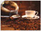 ARTland Wanddeko Wandtattoo selbstklebende Vinylfolie Kaffee Fotografie Braun Kaffeetasse und Leinensack auf Tisch S6BV