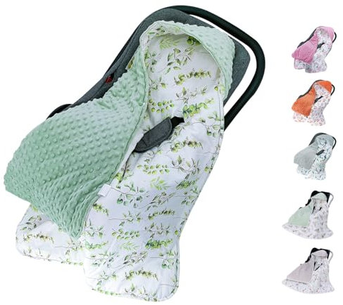 Miracle Baby Einschlagdecke Babyschale Winter Baumwolle Reversible Decke Universal Kuscheldecke 90x90cm für babyschale Kinderwagen mit 8 Punkt Gurt Löcher