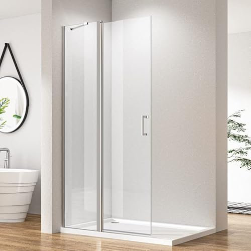 Goezes Walk in Duschwand, 90x185 cm Pendeltüren Walk in Dusche Schwingtür Duschtrennwand Walk-in Duschabtrennung Walk in Dusche 6mm ESG-Sicherheitsglas Nano Beschichtung
