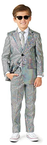 OppoSuits Jungen Discoballer Glänzender Anzug - Abschlussball- und Hochzeitsfeier-Outfit - Inklusive Blazer, Hose und Krawatte - Mehrfarbig
