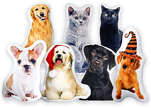 Personalisierte Haustier Kissen Hund Katze geformte Kissen-3D Duplex Druck Geformtes Fotokissen, für Wohnkultur Geburtstag Weihnachten Geschenk, 45cm