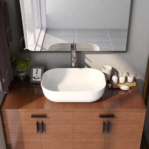 DeerValley DV-1V432 Lavabo rectangulaire en céramique blanc au-dessus du comptoir salle de bains