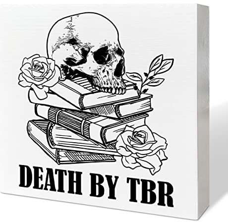 Buchliebhaber-Schreibtisch-Dekoration, Holzbox-Schild, Tod von TBR, Buchwurm, Nerd-Dekor für Zuhause, Schlafzimmer, Büro, Buchleser, Bibliothek, Dekoration, Buchliebhaber, Teenager, Mädchen