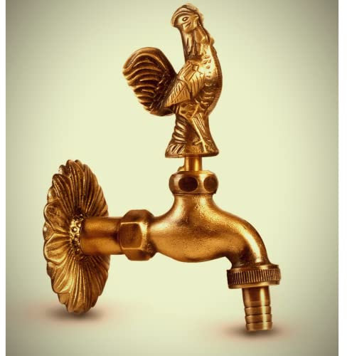 Bricoloco.com Grifo exterior jardín 1/2 decorativo figuras animales acabado óxido vintage latón bronceado - Grifería ornamental para patios y jardines (Gallo)