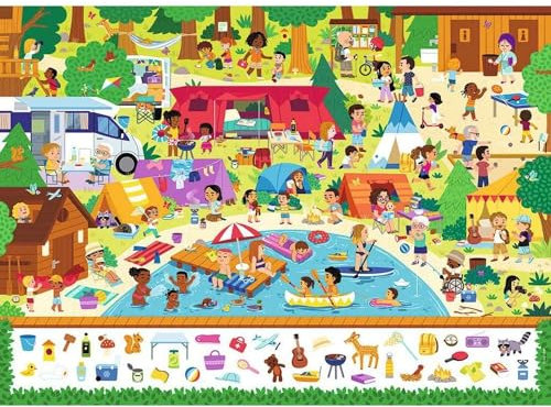 Nathan - Kinderpuzzle - 100 Teile - Camping (sucht und finde) - Mädchen oder Junge ab 6 Jahren - Hochwertiges Puzzle - Dicker und strapazierfähiger Karton - Natur - 86212