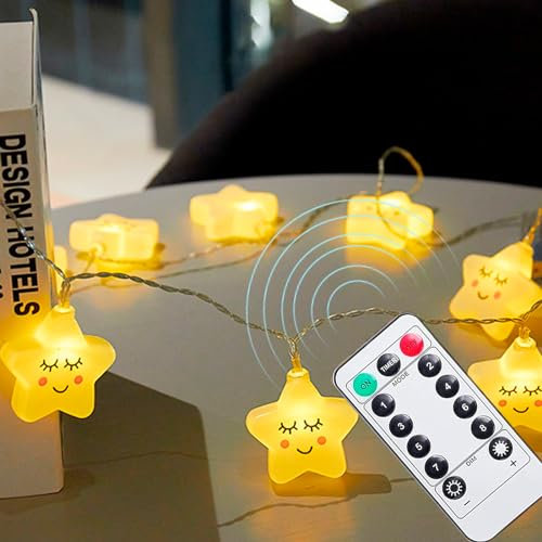 Sporgo Lichterkette Kinderzimmer LED Stern: 3M 20LEDs Lichterkette Innen 8 Modi Sterne Lichter, Lichterkette mit Timer, USB Sternelampe für Partydekoration, Feiertagsdekoration, Kinderzimmer