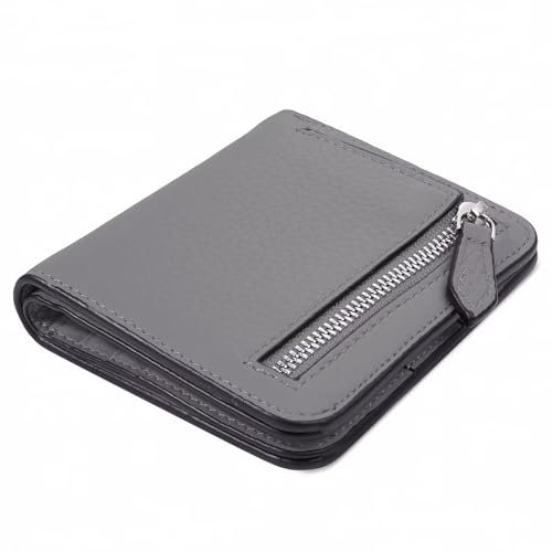 GADIEMKENSD Small Wallet Bifold RFID Credit Card Holder for Men Leather Coin Ladies Purse RFID Blocking Mini Compact Pocket Wallet with Zipper Card Cash Slots Ultra Slim Minimalist Deep Grey