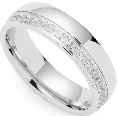 JEWELS BY LEONARDO Ring Brilliante • Band-Ring aus silberfarbenem Edelstahl • Gr. 18 (56) • umlaufend eingefassten Zirkonia-Steinchen • Damen Schmuck Geschenk • 023511