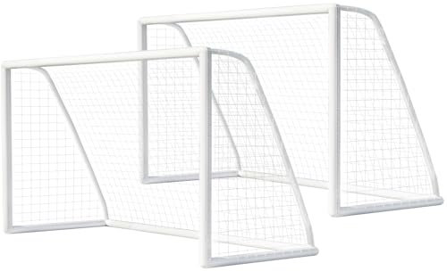 TLSUNNY 2er-Pack Kinder-Fußballtor, 244 x 155 x 90 cm, Wetterfest, Verdickter PVC-Rahmen mit Schnappsystem, Einfache Montage, Fussballtore für den Garten oder Park, weiß