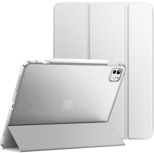 JETech Hülle für iPad Pro 13 Zoll M4 (2024), Dünn Standfuß Hart Rückenschale Smart Abdeckung mit Auto Wachen/Schlafen (Silber)