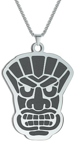 GZHENGZG Herren Retro trendige Halskette Tiki Mask Hawaii Luau Halskette, Gothic Schmuck, Anhänger Halsketten für Männer und Frauen Geschenk