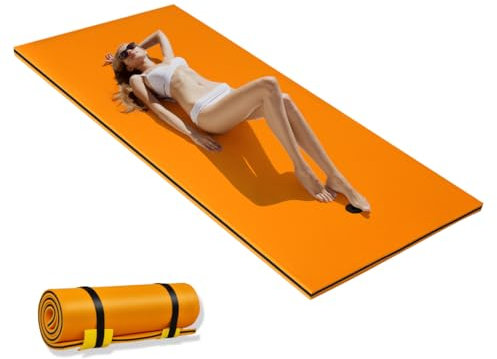 HOMASIS Matelas Flottant Piscine pour 1/4/6 Personnes,Tapis d'eau en Mousse XPE Enroulable, Hamac Adulte pour Bain de Soleil, Activités Nautiques,Mer, Lac, Charge 60/100/400 kg (Orange, 210 x 90 cm)