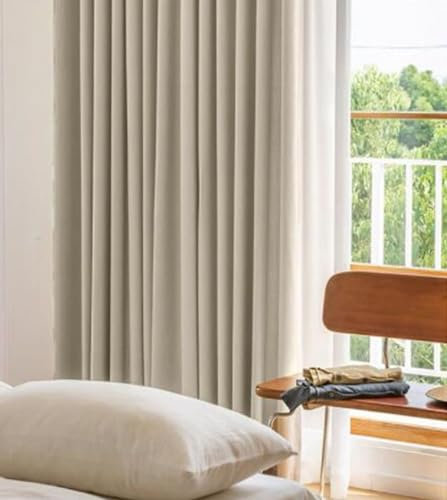 Daesar Vorhang Verdunkelung Ösen, Gardinen Blickdicht 2er Set Modern Jacquard 86x183CM Cremeweiß Vorhänge Schlafzimmer Wohnzimmer
