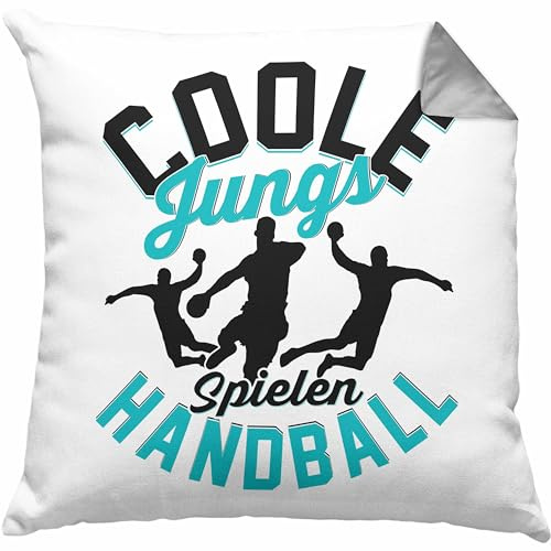 Trendation Handball-Spieler Geschenk Kissen mit Füllung 40x40 Geschenkidee Handball-Spieler Jungs Coole Jungs Spielen Handball (Grau)