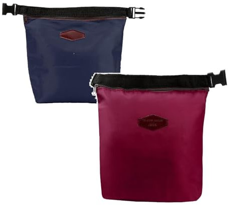 KAREN66 2 Stück Kühltasche Klein Lunchtasche mit Reißverschluss Mini Kühlbox Einkaufstasche Isoliertasche Wasserdicht Picknicktasche Lunch Bag zur Arbeit Schule Outdoor (Blau+Wein)