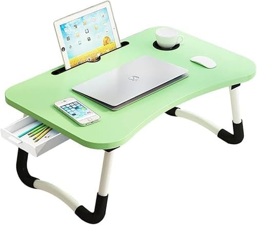 Supreme Supplies Premium Laptop Bed Table for Ultimate Comfort and Efficiency, Foldable Lap Desk For Bed and Sofa Breakfast Bed Tray, Cup Holder for Eating, Writing, Working on Bed/Sofa (Green)