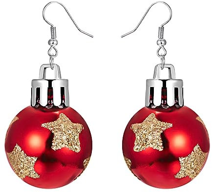 Weihnachtsohrringe Silber 925 Ohrstecker Damen Mädchen Glitzer Weihnachten Ohrringe mit Weihnachtsmotiv, Weihnachtsbaum, Rentiere, Schneemann, usw. zur Auswahl (Rot 09, One Size)