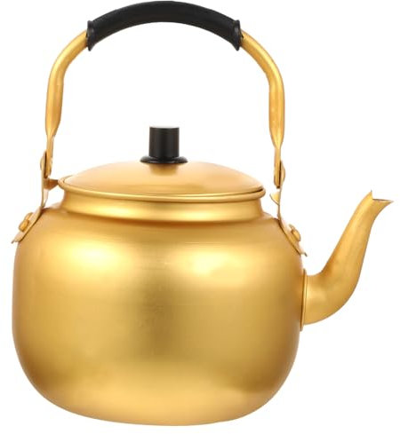COLLBATH 1stk Pfeifkessel Beheizte Kaffeetasse Blühende Vakuumisolierter Kaffeebecher Aus Aluminium Reisekaffeebecher Restaurant-teekessel Reiswein Topf Suppentopf Golden