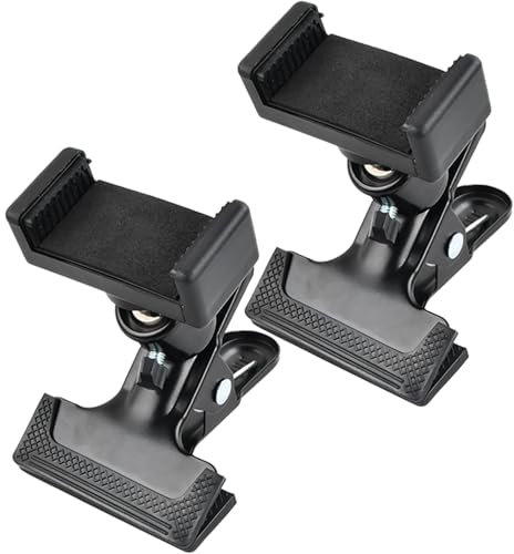 2 Soporte Universal para Soporte Pinza,Soporte Pinza para Cámara con Cabeza Esférica de Tornillo de 1/4 y Rotación de 360 Grados,Soporte para Flash Reflector con 2 Clips para Teléfono Móvil y Cámaras