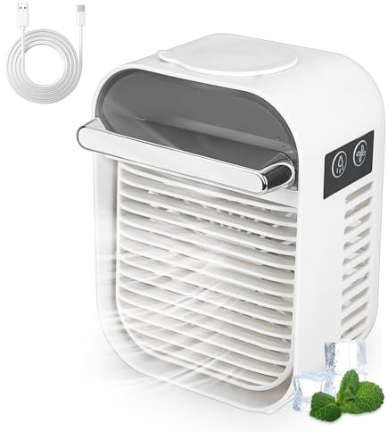 CTDMJ Portable Air Conditioner, 7 Colors Light Cooling Fan 3-in-1 Air Cooler, Evaporative Air Cooler Desk Fan 3Wind Speeds, 2 Spray Modes Mini Air Air Conditioner for Home/Office/Bedroom/Outdoors