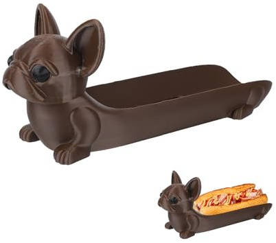 Bandeja de Perro Salchicha, Divertidos Platos de Sushi con Forma Perrito Caliente Bandeja para Dulces y Sándwiches Ideal para Decoración del Hogar (Marrón Oscuro)