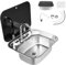 ROGONPDK RV Camping Spüle Bausatz, Einzelne Schüssel Wohnwagen Waschbecken Set, Edelstahl RV Wohnmobil Spülbecken mit Wasserhahn & 3 Rohre, Camping SpüLbecken für Wohnmobile, kleine Küchen