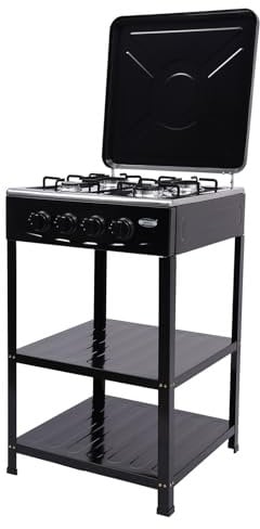 Gaskochfeld 4 Flammig, Campingkocher, Kochfeld mit Doppelschrank, Freistehender Gaskochfeld, Freistehend Gasherd Gas, Gaskocher Outdoor, für Camping, Reisen, Wandern