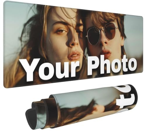 XXL Mauspad Personalisiertes, Kantenverstärkung, Langlebig, Großes Mousepad mit Foto, Gaming Pads selbst gestalten, rutschfeste Gummibasis, für PC Laptop Computer Büro (40x90cm/16x35.5in)