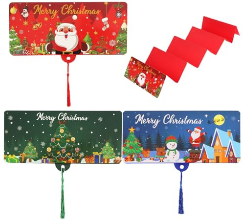 Qizeroty Lot De 3 Cartes D'argent Noël, Porte Monnaie De Noël Avec Des Pompons, Cadeau D'Argent De NoëlDécoration Ornements En Espèces, Porte Pinces À Billets Pour Espèces, Bons Et Billets De Banque