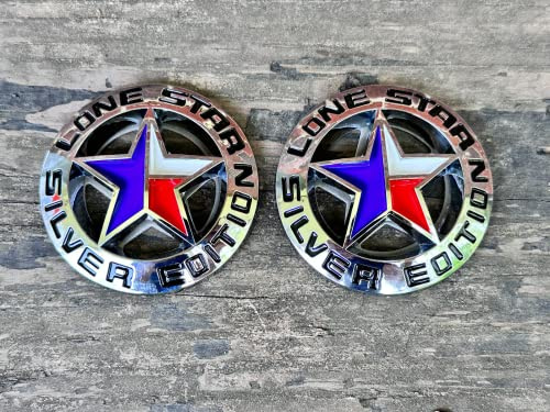 2X Metal Silver Lone Star Edition Auto Emblem Texas Auto-Koffer Badge Aufkleber-Leistungsschild