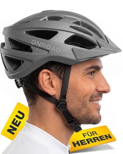 Fahrradhelm Herren ONTOP - Fahrrad Helm E-Bike Herren 300g Leicht mit Sonnenvisier - Fahrradhelm Erwachsene stufenlos verstellbar mit Drehrad, inkl. Insektenschutz & bequemen Kinnpolster