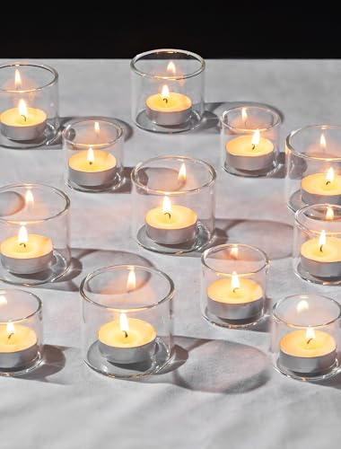 Romadedi Teelichthalter Glas Klare, 12er Set, 4,6 x 4 cm/5,7 x 5 cm