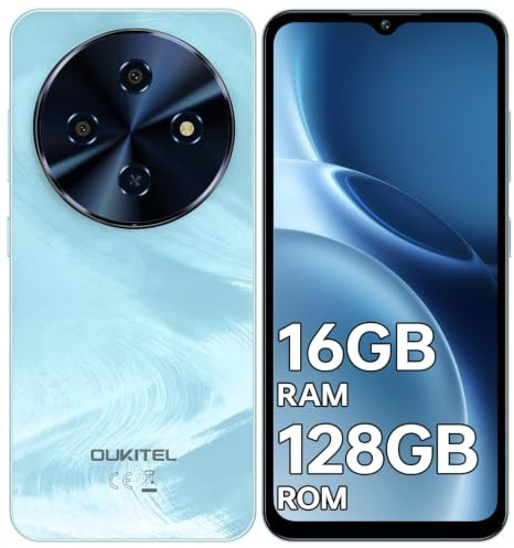 OUKITEL C5 Moviles Baratos y Buenos 16GB +128GB, 6.56 Pantalla Smartphone | Batería de 5000mAh Telefonos Moviles Libres, Cámara 13MP+5MP, 4G Dual SIM, Face ID, OTG, GPS, 3.5mm Jack