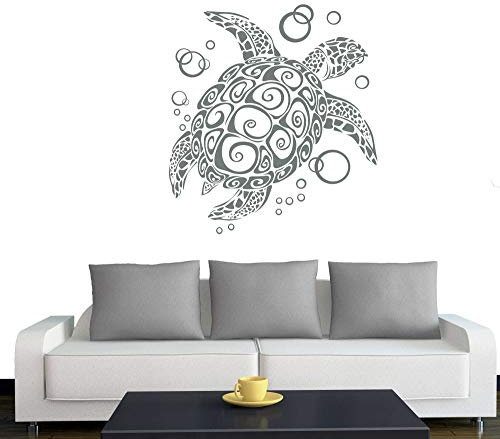 A076 Wandtattoo Bubble Turtle 66cm x 60cm grau (erh. in 40 Farben und 2 Größen)