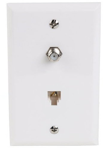 Coax & Phone Wall Plate, White