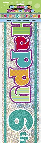 Unique Party 10857 - 12ft Prism Happy 6th Birthday Banner