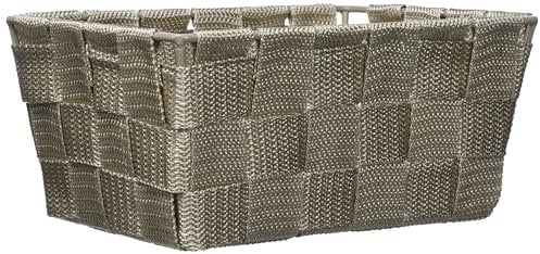 WENKO Aufbewahrungskorb Adria Mini Taupe - Badkorb, rechteckig, Kunststoff-Geflecht, Polypropylen, 19 x 9 x 14 cm, Taupe Mini Long