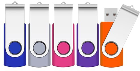 USB Stick 32GB 5er Pack, SRVR USB Stick 5 Stück Speicherstick USB-Flash-Laufwerk Mehrfarbig Memory Stick Datenspeicher USB 2.0 mit Kappe LED Anzeige Schlüsselband