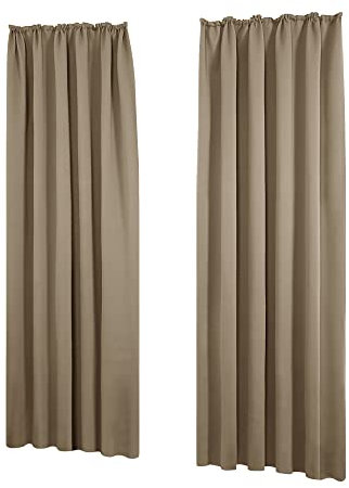 Deconovo Blickdichte Dicke Gardine Winter Vorhänge mit Kräuselband Lärmschutz, 220x140 cm(HöhexBreite), Taupe, 2er Set