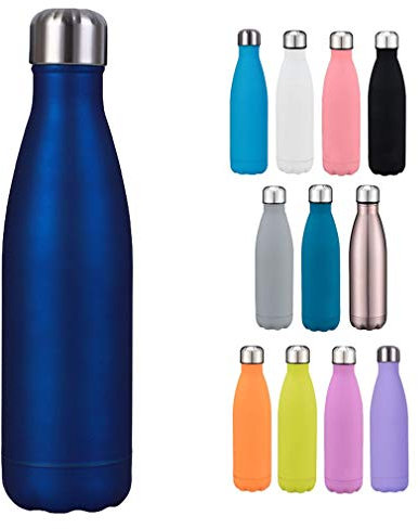 COMVIP 500ml Bouteille d'eau Sport Gourde INOX Isotherme sans BPA J: Bleu Foncé
