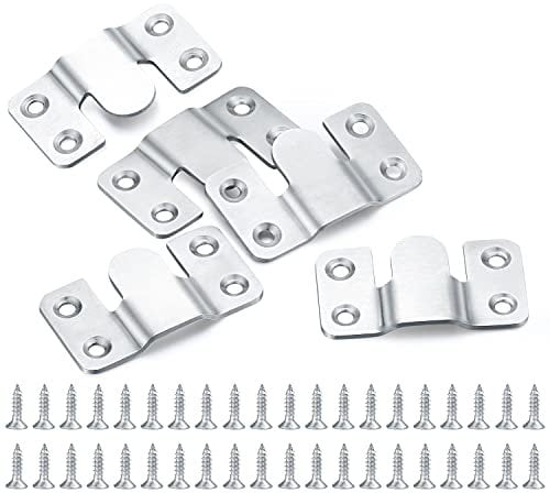10PCS Flush Mount Bracket, Stainless Steel Interlocking Photo Frame Hook, Heavy Duty Picture Hanging Hooks Z Clip Bracket for Large Picture Display Art Gallery Wall Mount Frame