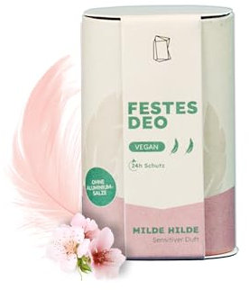 Duschbrocken Festes Deo Milde Hilde - Deo-Stick mit 24h Schutz - Sensitiv & Sanft - Deodorant ohne Aluminium - Natürlich, Vegan & Plastikfrei - 50g