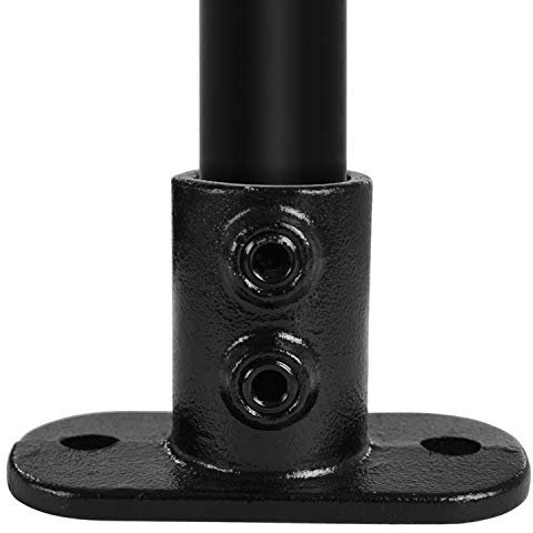 Klemp - Schwarz Boden-Flansch, oval, Wand-Flansch, Decken-Flansch, Rohrverbinder, Stütze, inkl. Schrauben Typ 12BB - 26,9 mm / ¾