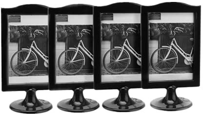 4 Pack Double Sided Picture Frames,Standing Photo Frames,Picture Frame Set,Vertical Mount Sign Holders 4x6,Tabletop Display,Each Frame Holds 2 Pictures,Party Wedding table decor(Black)