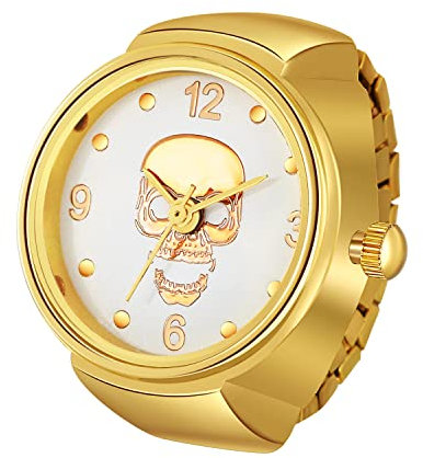 Avaner Ringuhr Modische Fingeruhr Runde Fingerring Uhr mit elastischem Band Analog Quarz Ring Uhr Uhrenring für Herren Damen
